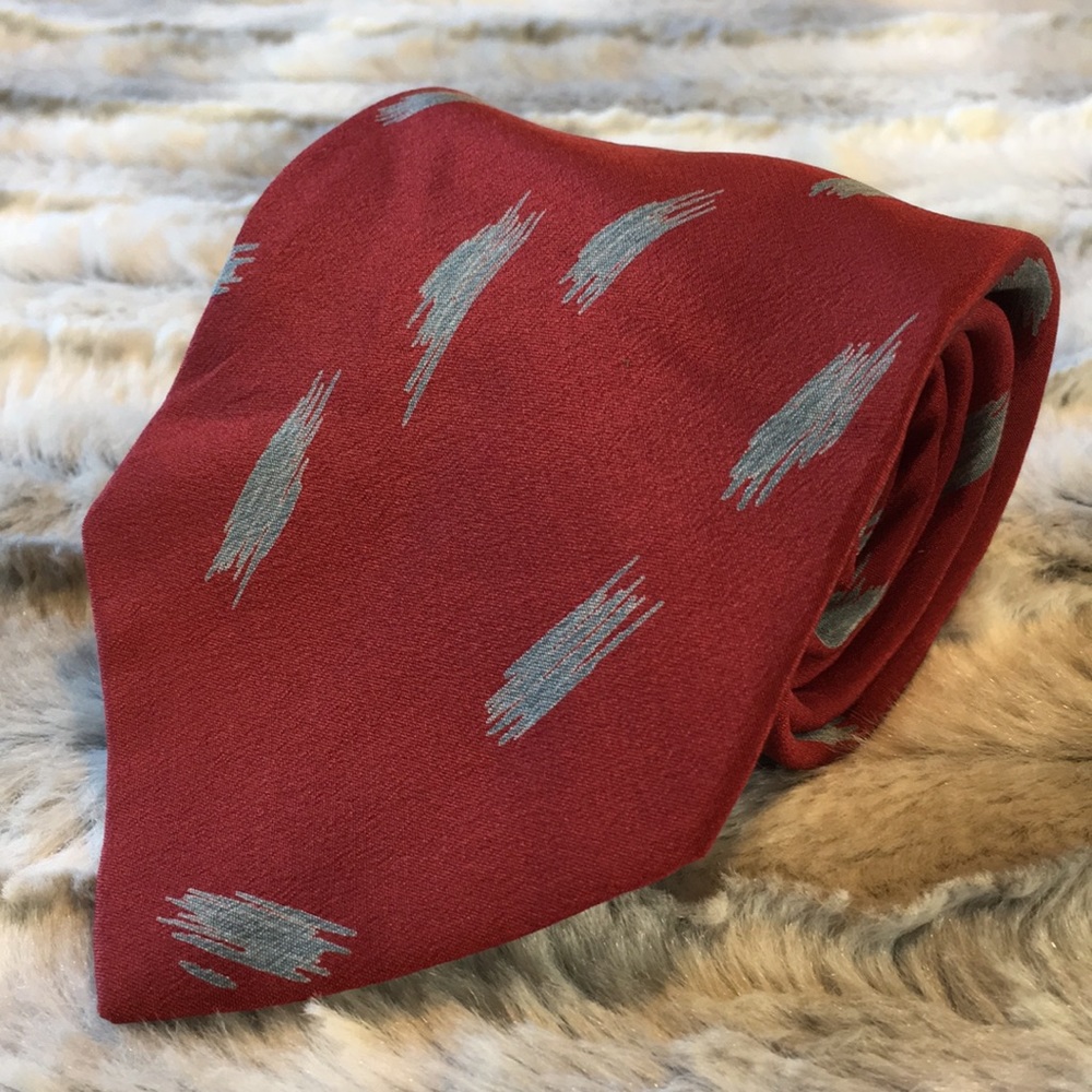 Vintage Fendi silk tie - deep red and gray